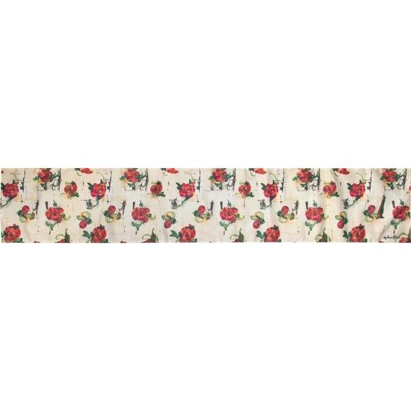 Zen Rose Flower Floral Fusion Table Runner Topper White Red Burgundy 72" NEW - Picture 2 of 2